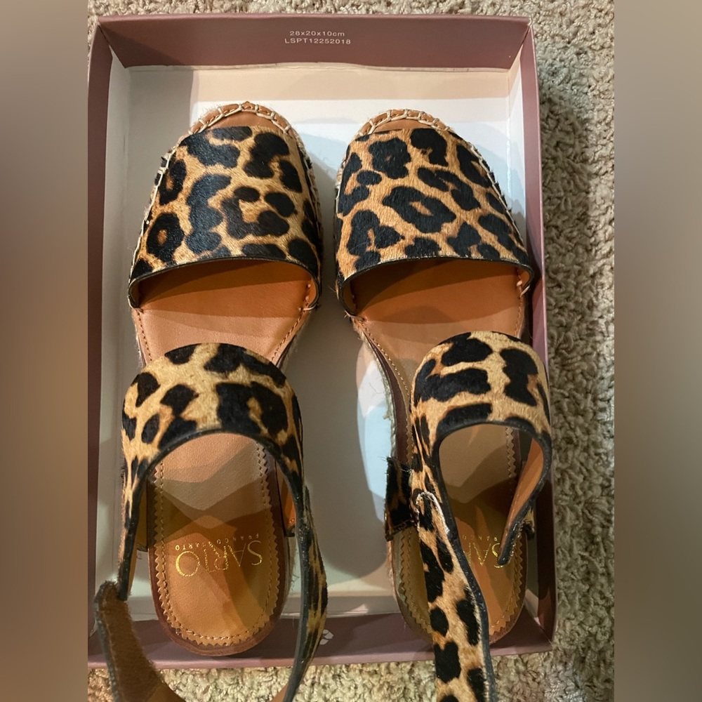 BRAND NEW, NEVER WORN, still in the box cheetah sarto espadrille sandals